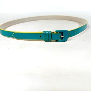 Lodis Teal Yellow Skinny Leather Belt NEW 10331 33-37 Inches Retro